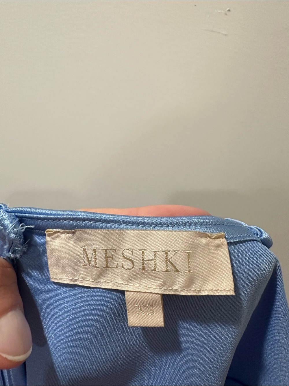 Meshki Satin Cowl Slip Midi Dress in Sky Blue - Picture 4 of 5